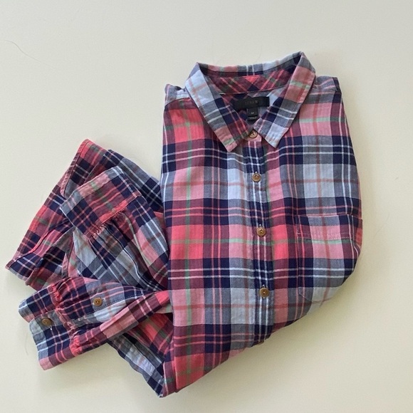 J. Crew Cotton Blend Long Sleeve Quarter-Button-Down Plaid Shirt, Size: M - Picture 6 of 8